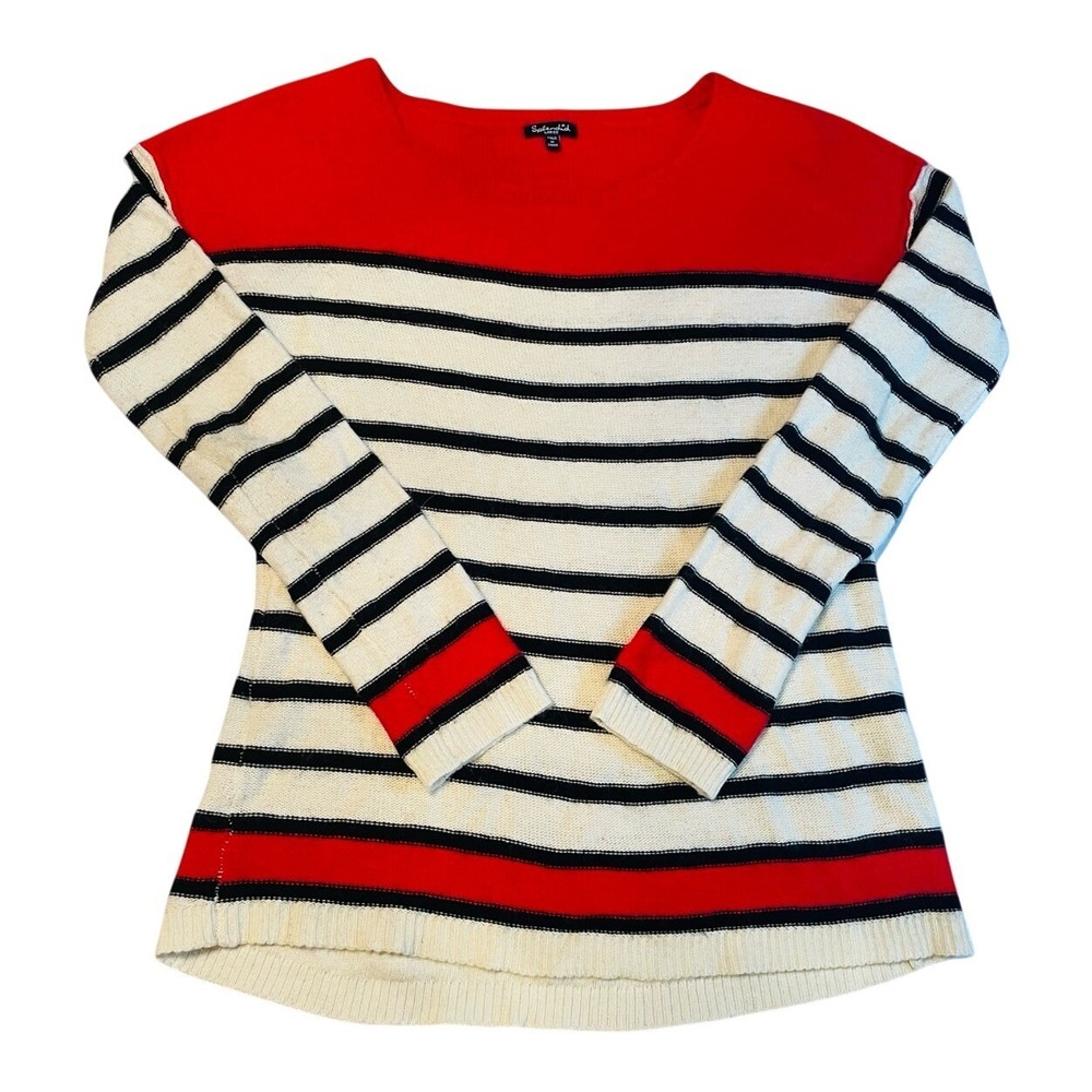 Splendid Striped Sweater Womens Large Red Colorblock Wool Angora Cashmere Knit